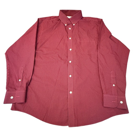 Roundtree & Yorke Other - Roundtree & Yorke Gold Label Mens Large Red Black Gingham Non-Iron Cotton Shirt